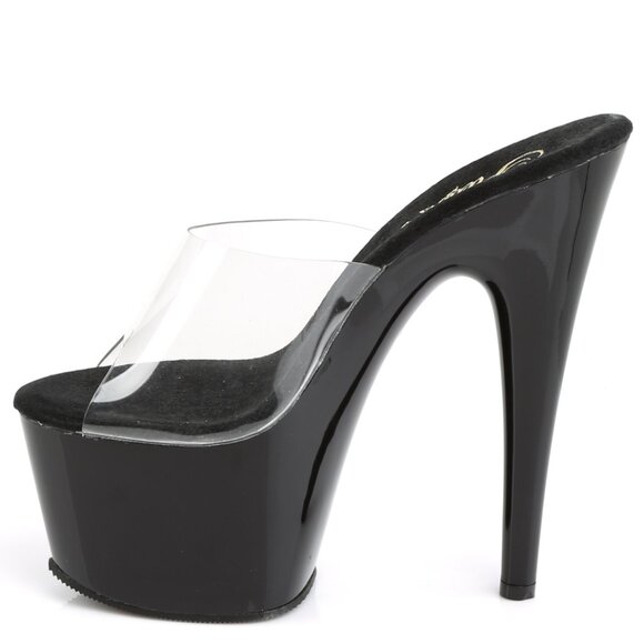 Clear Platform Stiletto Mules | High Heel Slip-On Sandals - Picture 1 of 5